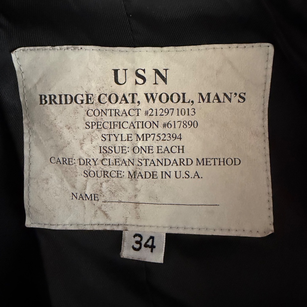 US Navy wool bridge coat - Picture 3 of 4